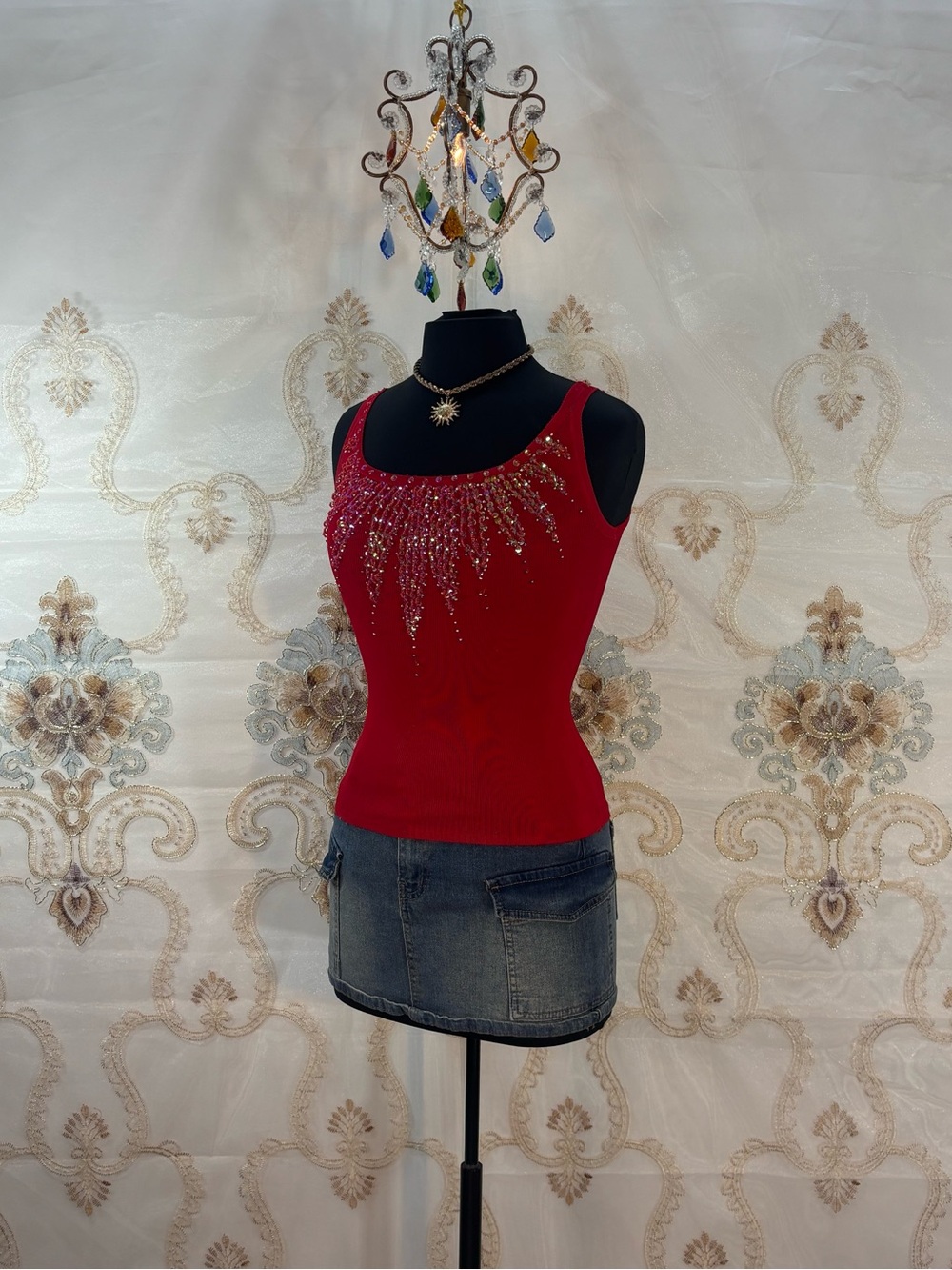 ✨Vintage Y2K Boho Cherry Beaded Fairy Tank Top✨